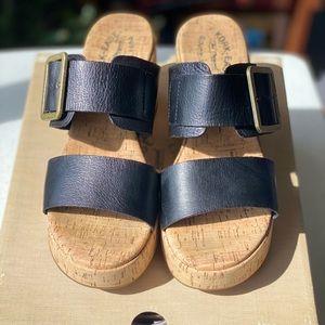 Kork-Ease Taige Black Leather Cork Platform Slides - Perfect Condition! NWT NIB!